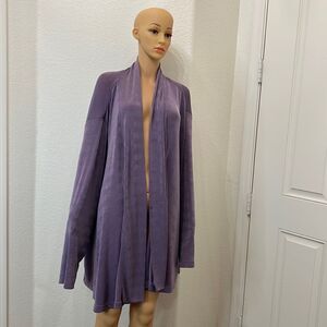 Brylane Woman Collection 3X Open Front Cardigan Violet Iris Purple Topper Jacket